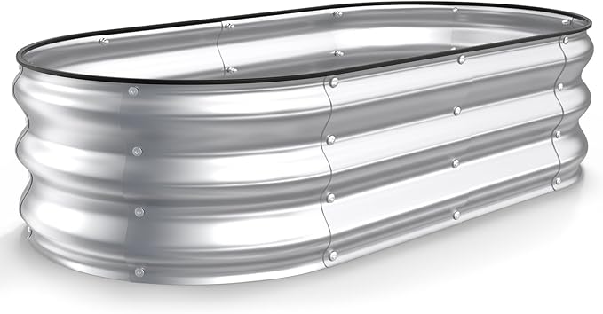 Kesfitt Raised Garden Bed, Oval Open-Bottom Design, 12-Inch Deep by Kesfitt