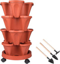 DUNCHATY Stackable Planters 4 Tier Vertical Garden Planting Tower Planters by DUNCHATY