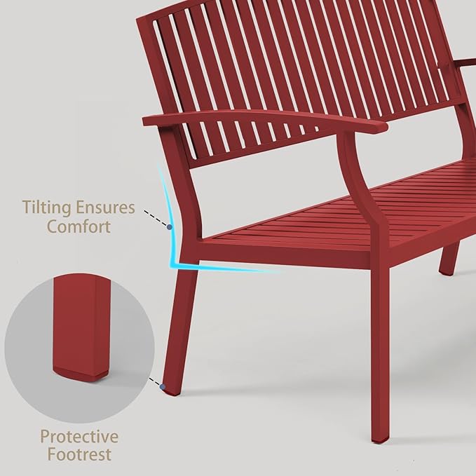Outdoor Bench Weatherproof Aluminum Patio Garden Bench, Patio Loveseat - Image 6