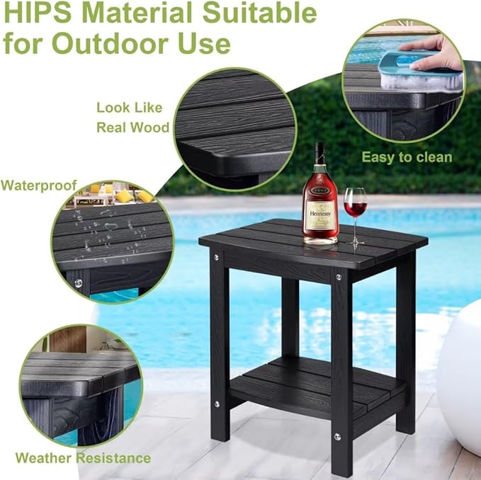 Y&M Outdoor Side Table, HIPS Adirondack Small Double Layer Table, Waterproof - Image 4