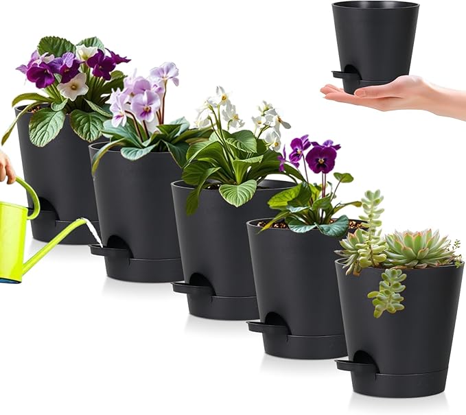 5 Pack 5 inch Self-Watering Pots, African Violets Planter by zople
