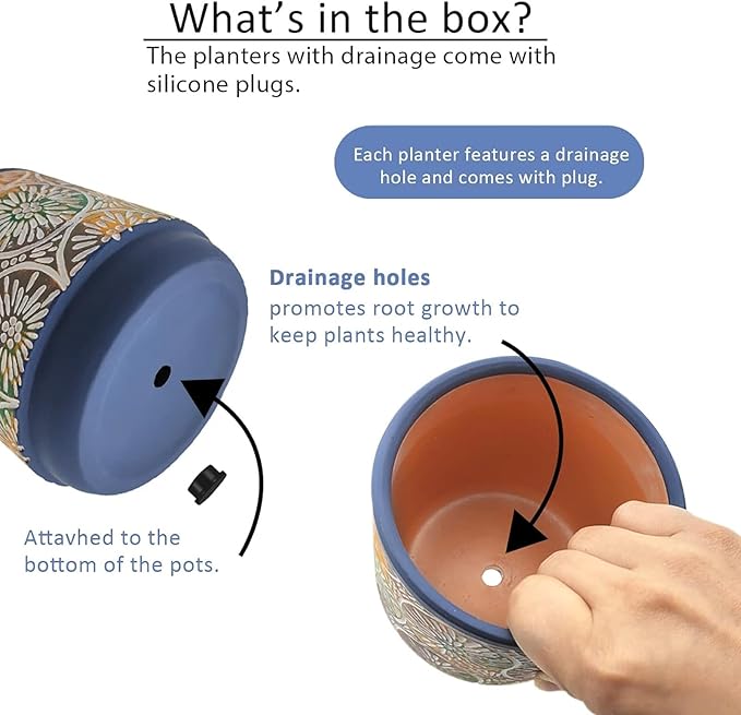 DeeCoo 3 Piece Ceramic Plant pots Indoor Pots Set - Image 3
