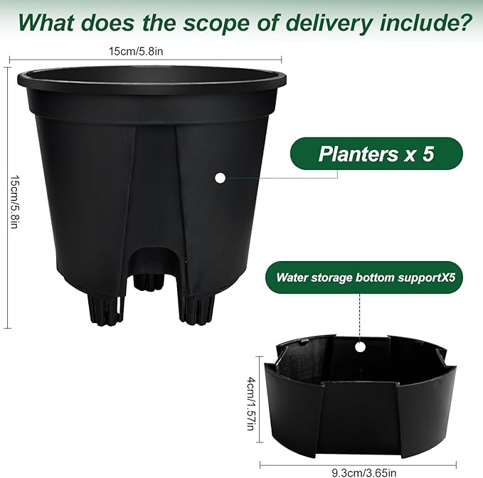 Cdd's Path 5-Pack 6 Inch Naked Root Planter Self Watering Pots Set - Image 2