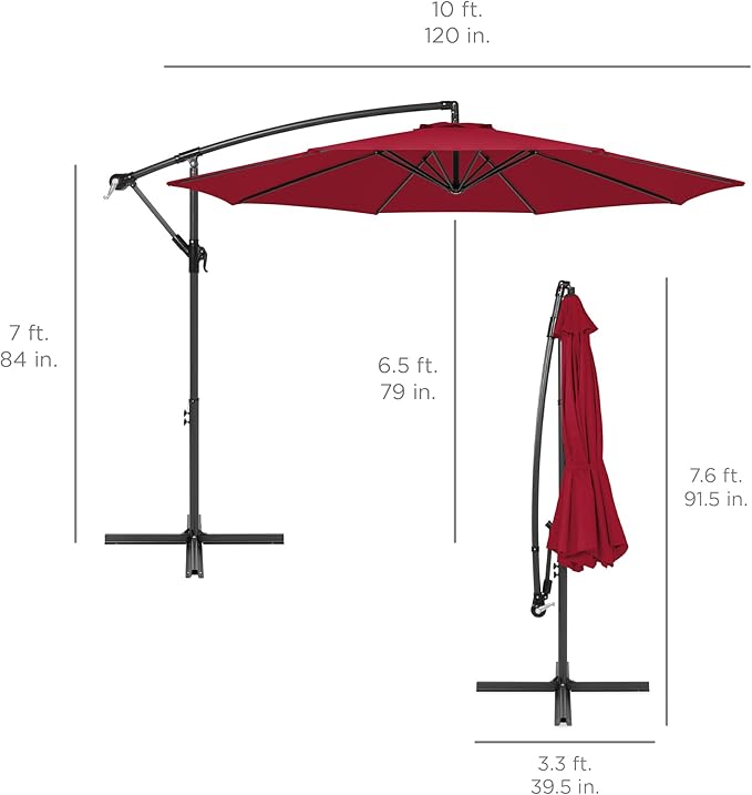 Best Choice Products 10ft Offset Cantilever Hanging Market Patio Umbrella - Image 7