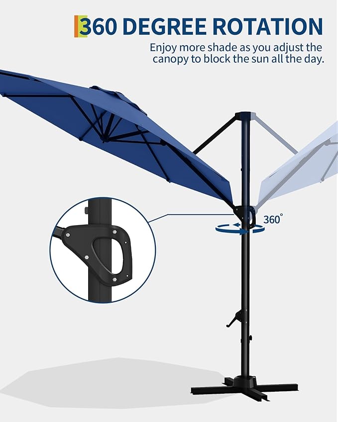 GarveeLife 10FT Patio Umbrella Outdoor Large Cantilever Umbrella Market Sun - Image 5