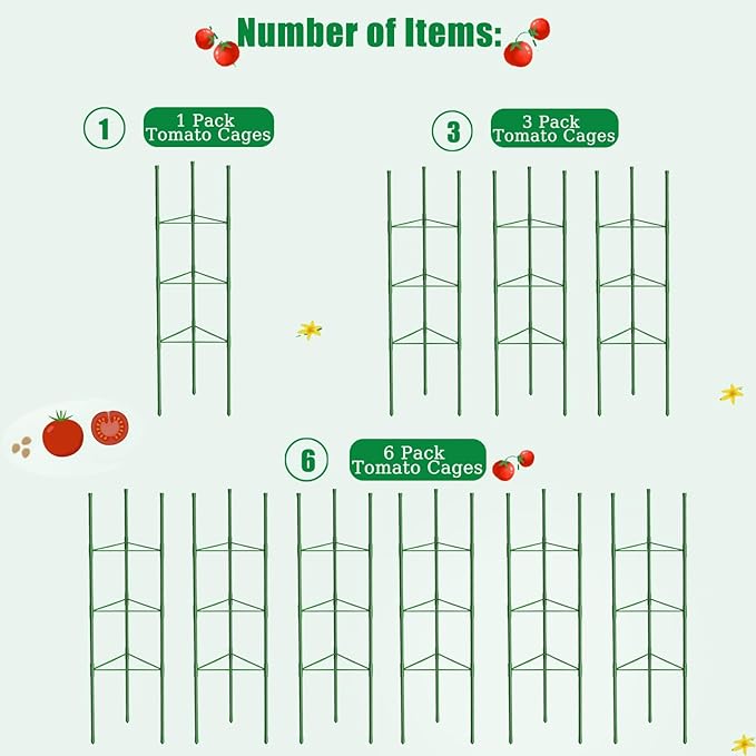 3 Pack Tomato Cages, 51.2in Tomato Plant Support Stakes Heavy-Duty, Garden - Image 2