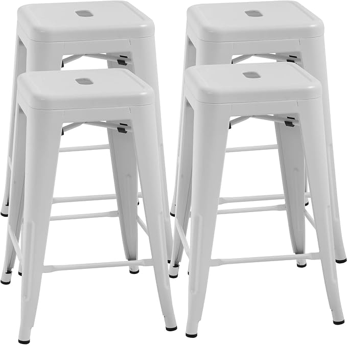 FDW Metal Bar Stools Set of 4 Counter Height Bar Stools 24 Inches Industrial by FDW