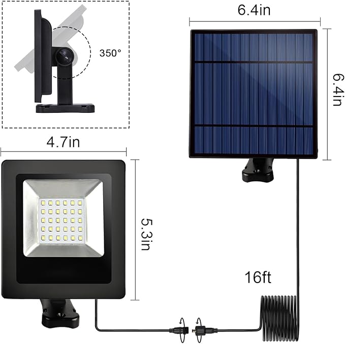 Solar Lights Outdoor Dusk to Dawn 4400mAh Solar Flood Lights Waterproof LED - Image 2