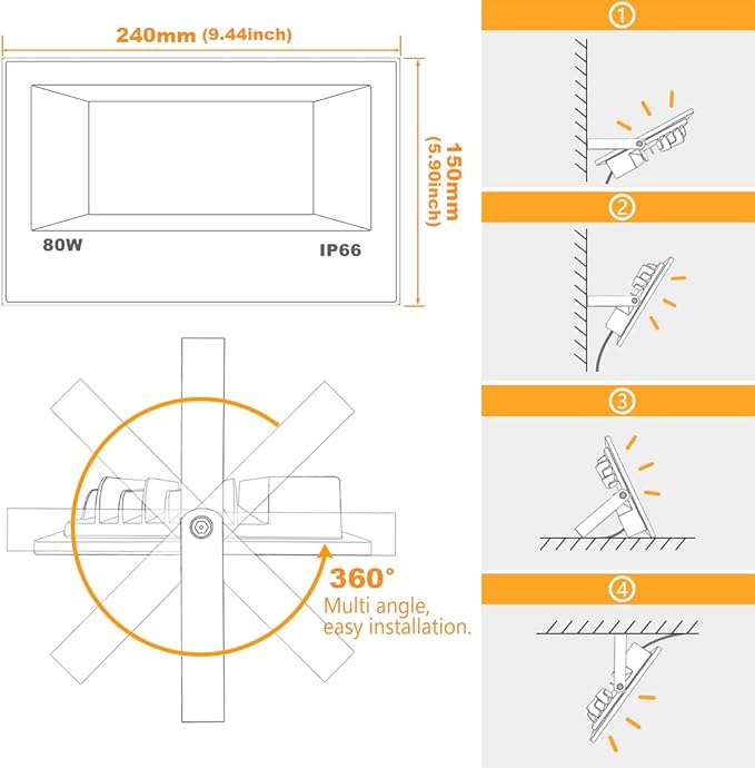 MELPO LED Flood Light Outdoor 800W Equivalent 8000LM Smart RGB Landscape - Image 7