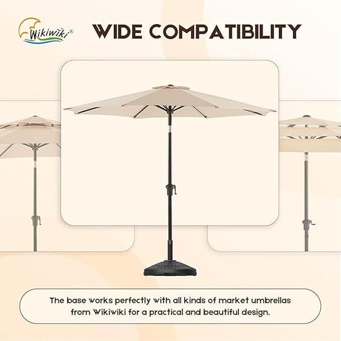 wikiwiki 80 Lbs Round Weighted Patio Umbrella Base, Free Standing Heavy Duty - Image 6