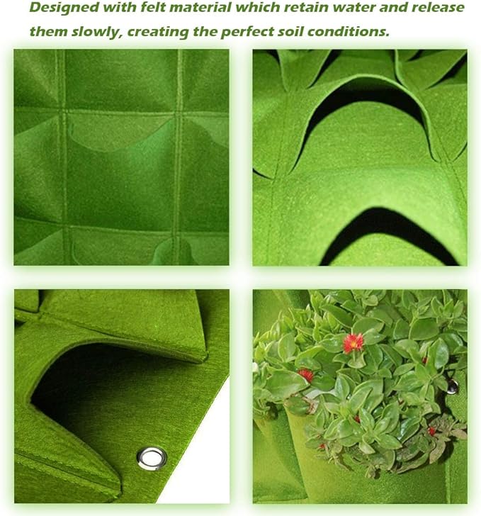 Hanging Planting Grow Bags, 64 Pockets Hanging Vertical Wall Planter Wall - Image 3
