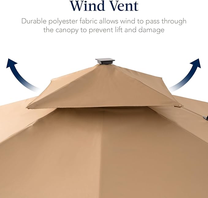 Best Choice Products 9x12ft LED Cantilever Patio Umbrella w/Base Included & - Image 7