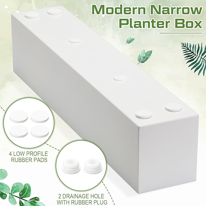16.1 x 3.2 x 3.5 Inch Long Rectangular Planter Box Window Sill Plant Box Metal - Image 6