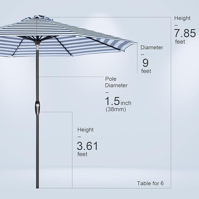 Tempera Patio Market Outdoor Table Umbrella - Image 8