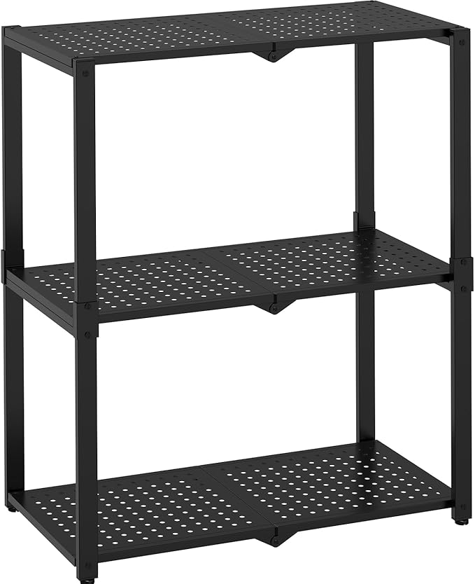 3-Shelf Storage Shelving Unit Metal Rack Heavy-Duty 28"x13.5"x33.5" by GLEAMMUSICSPORTS