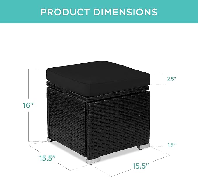 Best Choice Products Set of 2 Wicker Ottomans, Additional Seating, Side Table - Image 2