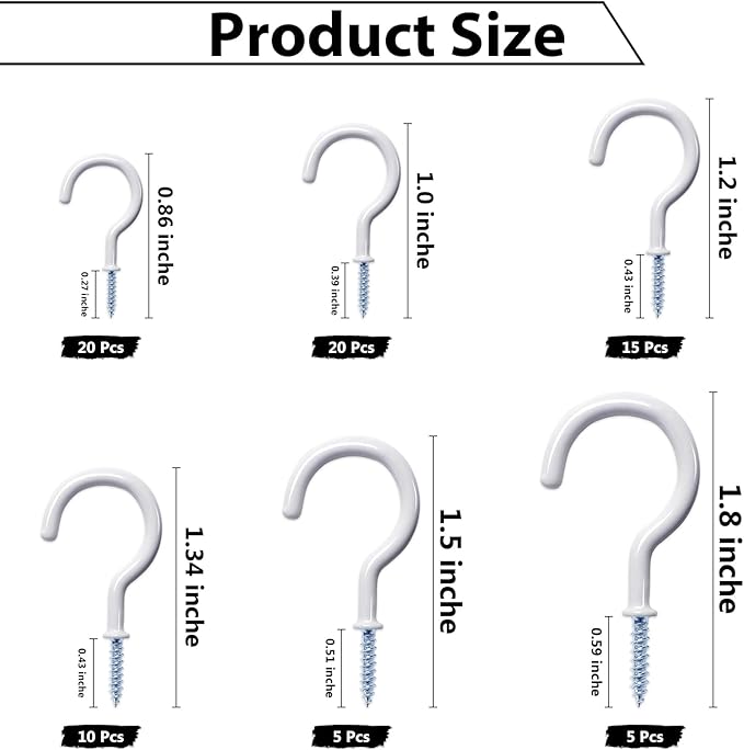 75 Pcs Ceiling Hooks for Hanging Plants, Utensils Vinyl Coated Screw-in Mug - Image 6