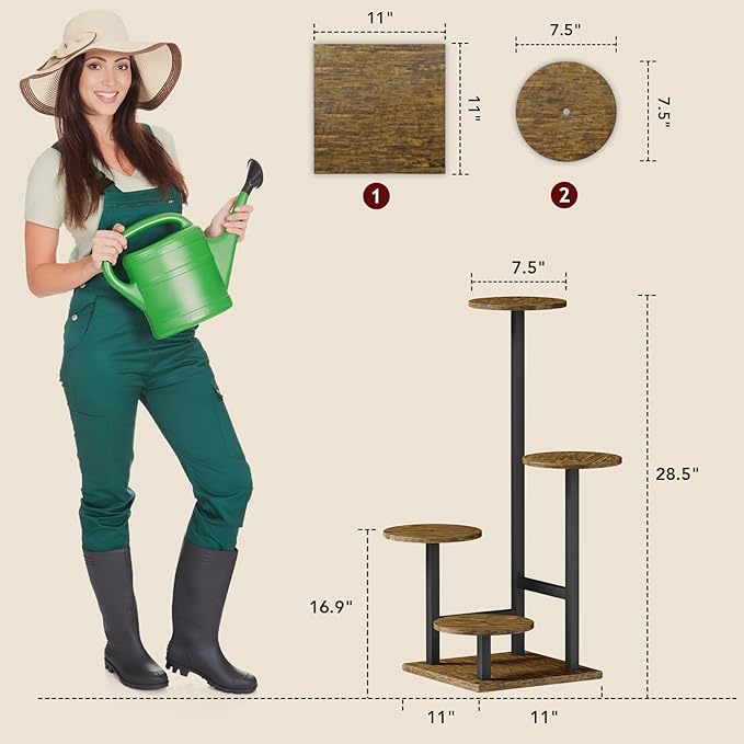 Plant Stand Indoor with Grow Light, 4-Tiered Tall Plant Stand Indoor, Metal - Image 3
