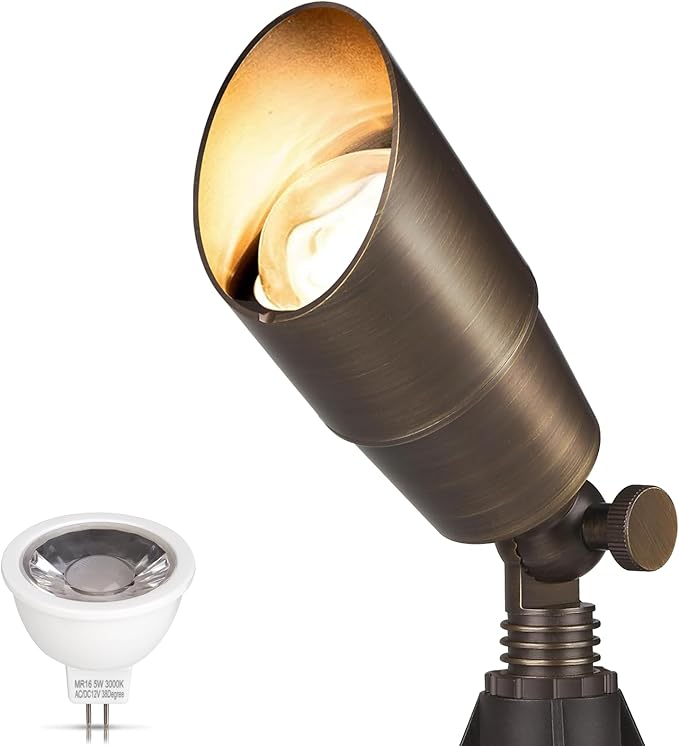 Gardencoin Solid Brass Outdoor Landscape Spotlight, 12V Low Voltage LED Spot by Gardencoin