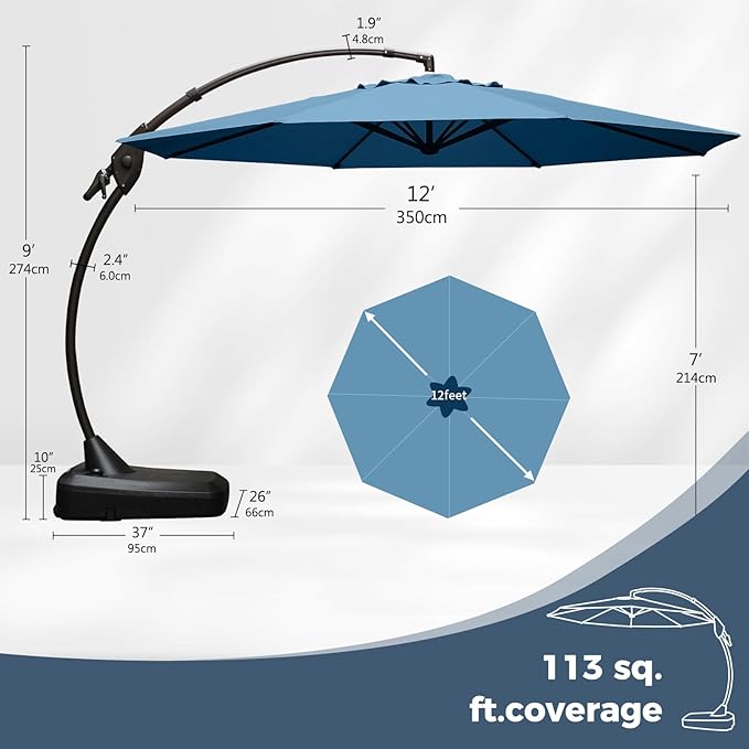 Grand patio 12 FT Sunbrella Cantilever Umbrella - Image 4