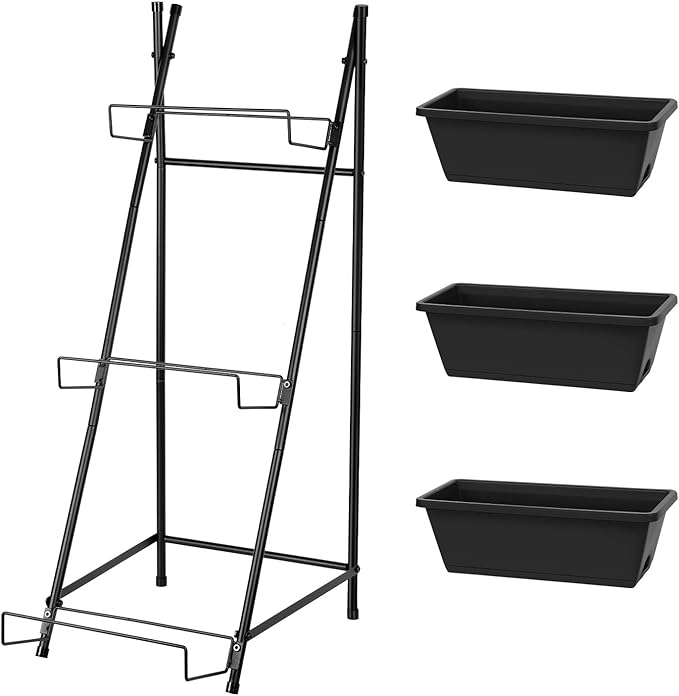 3 Tier Vertical Garden Planter Small Raised Garden Bed Freestanding Plastic - Image 4