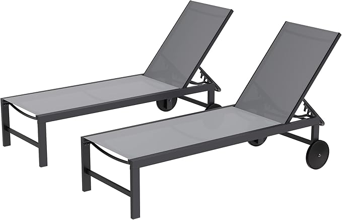 Shintenchi 2 PCS Outdoor Chaise Lounges Chair by Shintenchi