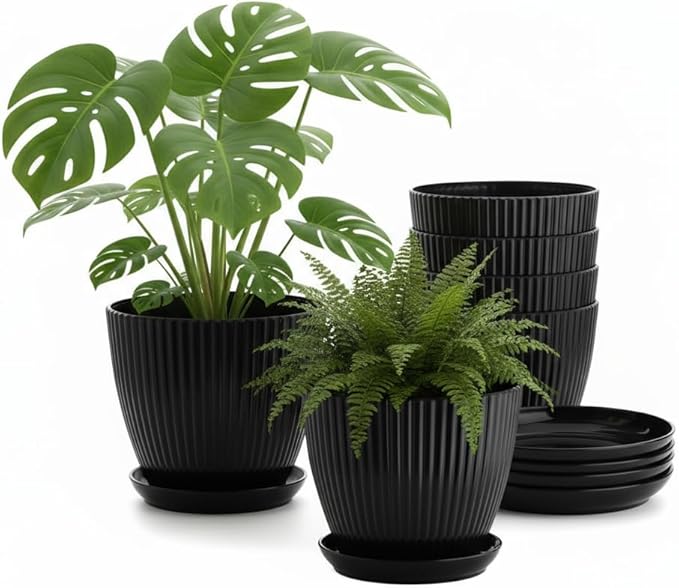 7.5 Inch Black Thickened Plastic Plant Pots by RooTrimmer