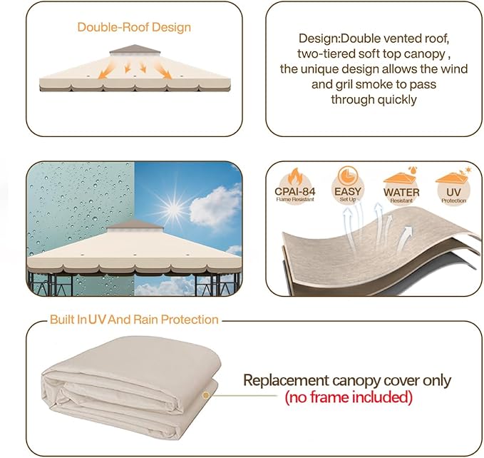10x10 Canopy Replacement Top Double Tiered Gazebo Cover - Image 4