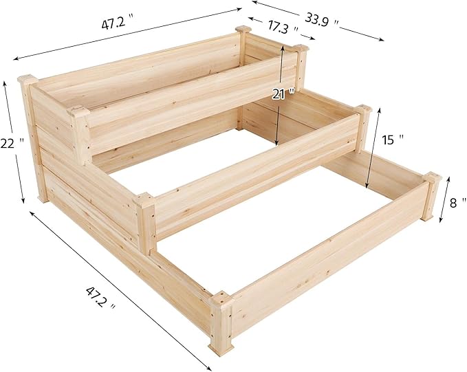 Yaheetech 3 Tier 47 x 47 x 22in Raised Garden Bed Horticulture Outdoor Elevated - Image 5