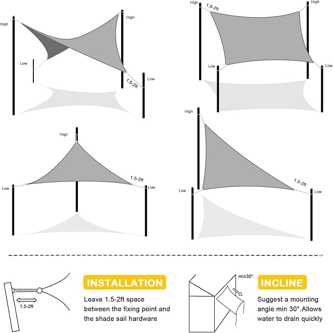 Artpuch Waterproof Sun Shade Sail, UV Resistant Rain Canopy, Curved Edges Shade - Image 6