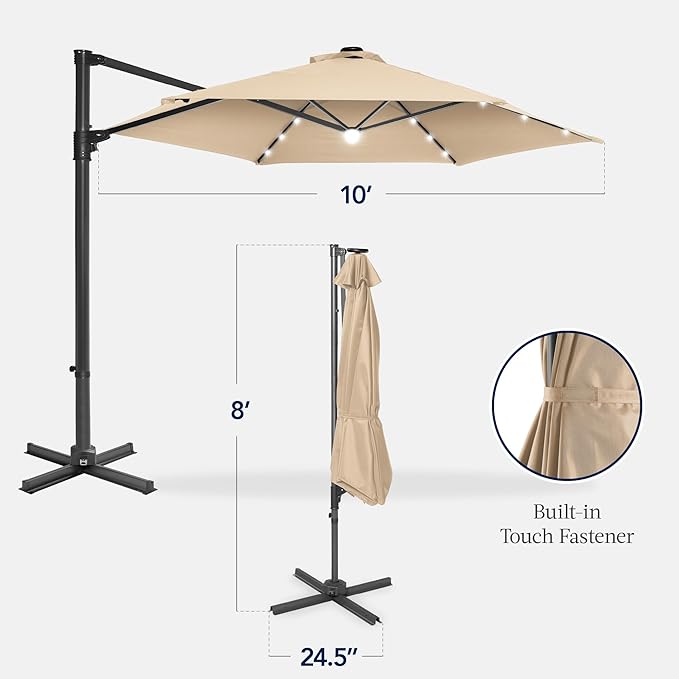 Best Choice Products 10ft Solar LED Offset Cantilever Hanging Market Patio - Image 2