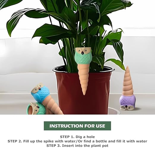 4 Pack Terracotta Watering Spikes, Vacation Self-Watering Planters Devices - Image 3
