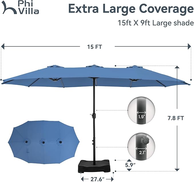 PHI VILLA 15ft Large Patio Umbrellas - Image 2