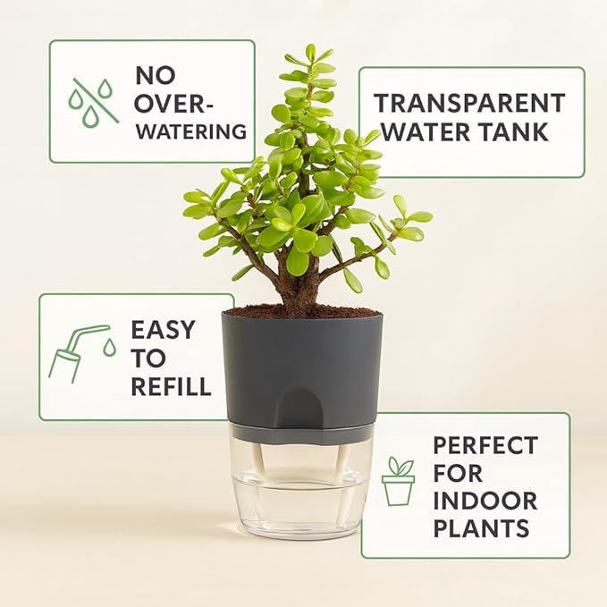 Self Watering Planter Pot with Upgraded Wick System – Modern Indoor Plant Pot - Image 6