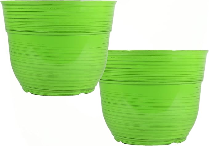 Garden Elements Indoor/Outdoor Glazed Brushed Happy Plastic Planter, Bright by GardenElements