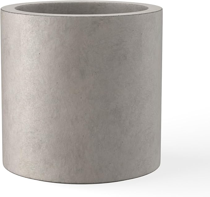 Kante 15.7" Dia Round Concrete Planter, Modern Style Large Cylindrical Plant Pot by Kante