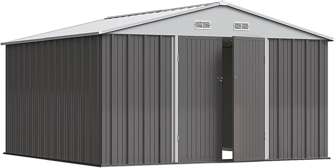 Greesum 10×10FT Outdoor Storage Shed, Metal Patio Storaged Sheds by BuynowfromGreesum