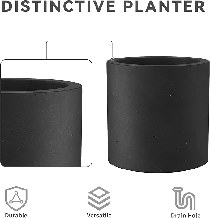 Kante 12.6" Dia Round Concrete Planter, Modern Style Large Cylindrical Plant Pot - Image 7