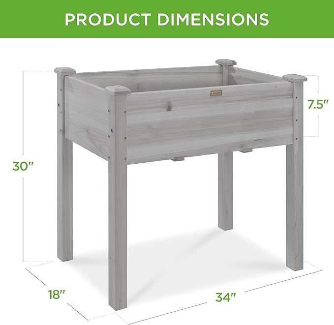 Best Choice Products 34x18x30in Raised Garden Bed, Elevated Wood Planter Box - Image 7