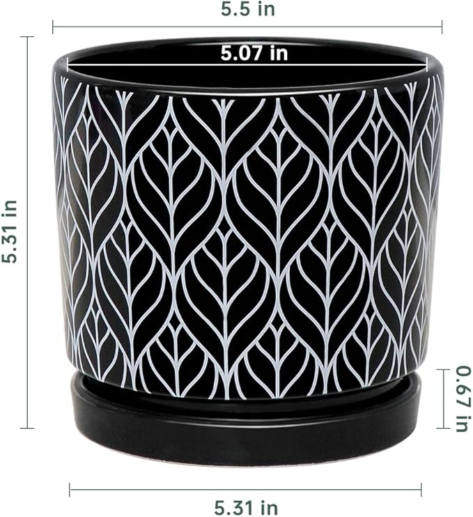 Ton Sin Flower Pots, 5.5 Inch Black Ceramic Planter - Image 3