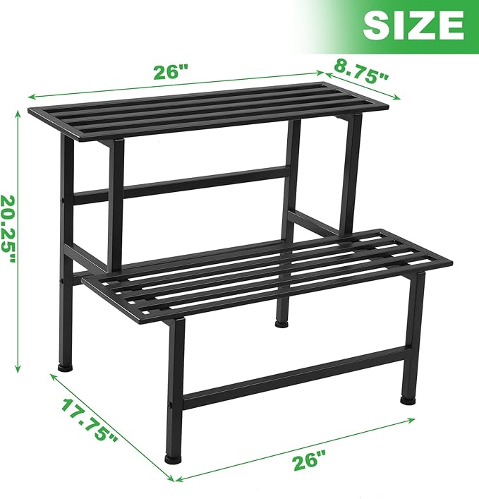 Metal Plant Stand Outdoor Plant Shelf Indoor, 2 Tier Heavy Duty Ladder Plant - Image 6