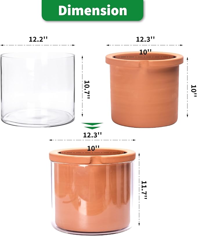 Phoenix Vine 10 Inch Self Watering Planter, Indoor Cylinder Terra Cotta Pot - Image 2