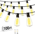 Outdoor Patio String Lights 100ft: ST38 LED Shatterproof Bulbs 3 Modes Button by Vozuji