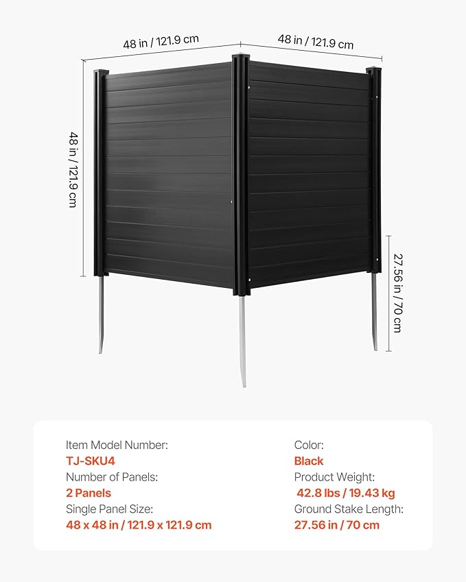 VEVOR 2 Panels Outdoor Privacy Screen, 48 x 48 in Air Conditioner Fence - Image 7
