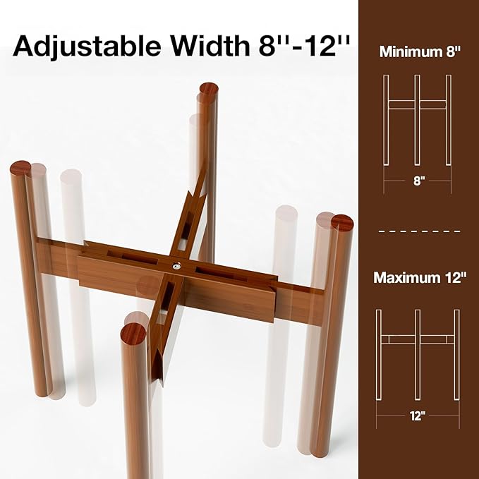 MUDEELA Plant Stand for Indoor Plants: Adjustable Width Fits 8-12 Inch Pots - Image 2