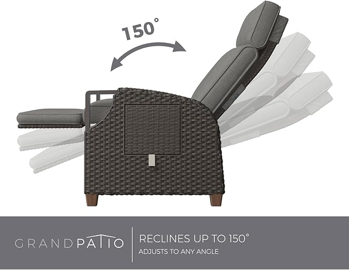 Grand patio Outdoor Recliner Air Pump 150° Lay Flat Reclining Chair - Image 4
