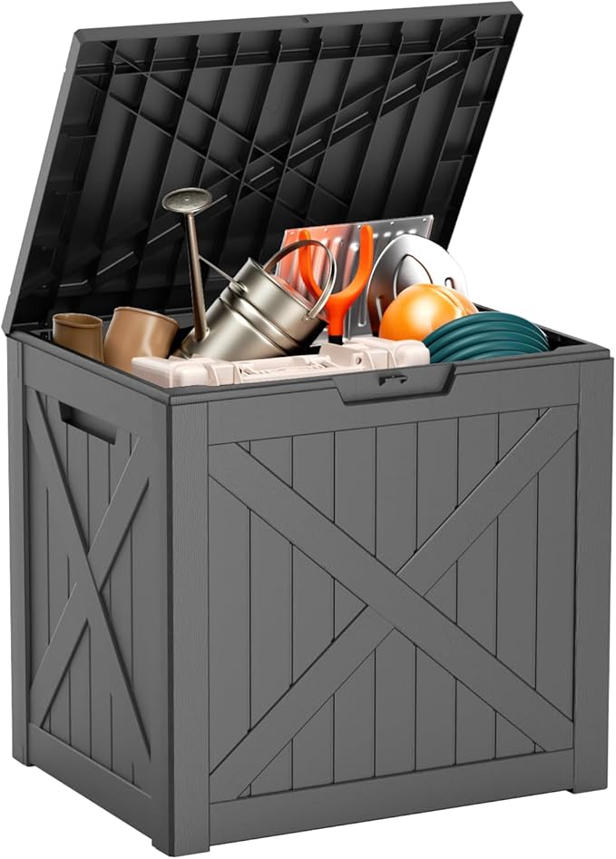 DRATO 32 Gallon Deck Box X pattern, Outdoor Storage Box - Image 2