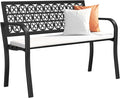 50" Outdoor Bench, Metal Weatherproof Garden Bench Cast Iron Heavy-Duty Patio by Maemttes