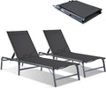 Outdoor Chaise Lounge Chair Set of 2, Foldable & Assemble-Free, 6 Adjustable by HOMELYM