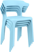 VECELO 4 Pack Plastic Stacking Chairs, Stackable Dining Chairs by VECELO